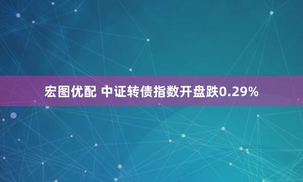 宏图优配 中证转债指数开盘跌0.29%