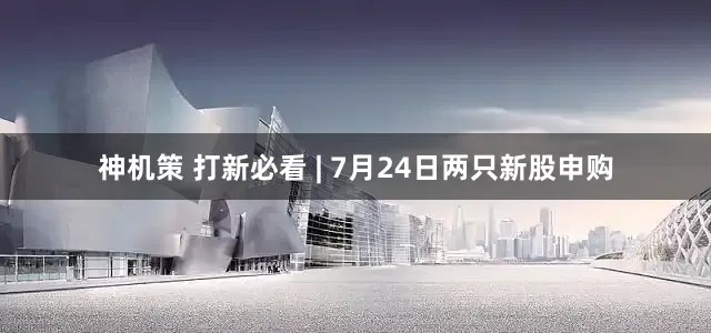 神机策 打新必看 | 7月24日两只新股申购